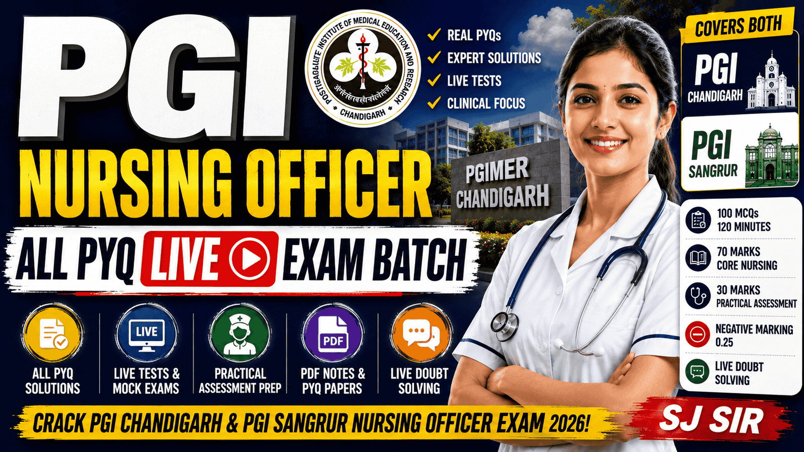 PGI NURSING OFFICER - All PYQ Live Exam Batch